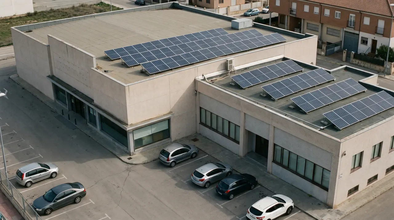 Instalación fotovoltaica en cubierta plana de supermercado y oficinas del sector terciario